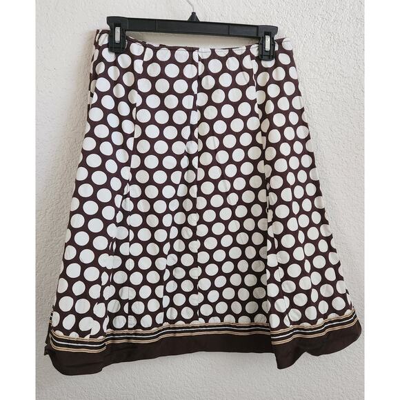 Cato Brown White Polka Dot A Line Above The Knee Skirt 8 Lightweight Soft - Picture 1 of 4